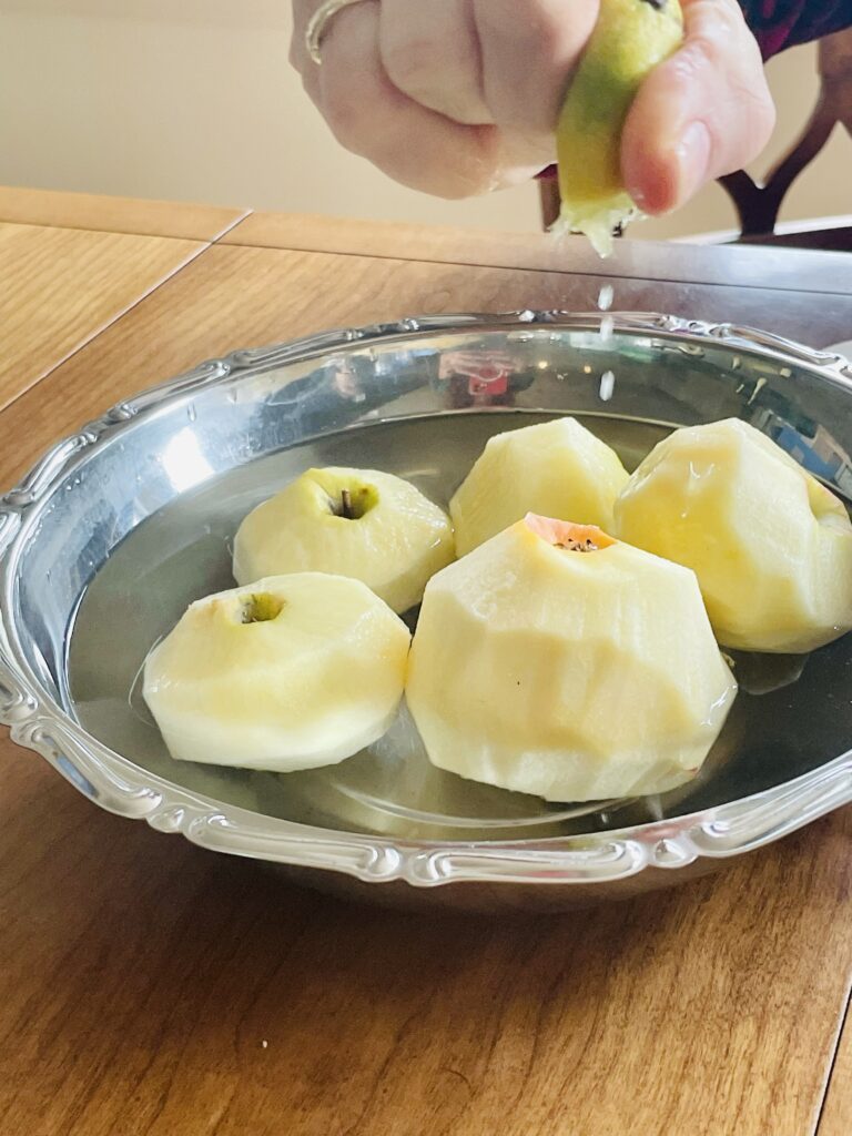 Peeled apples for caramelized apples dessert